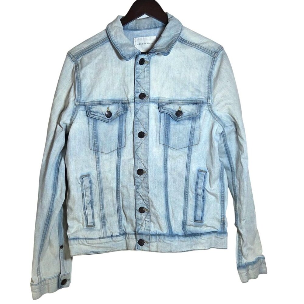 Aeropostale Unisex Light Wash Blue Denim Casual Trucker Jean Jacket Size Medium